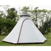 Outdoor Pyramid Teepee Tent with Sidewalls, Double-Layer Rainproof Camping Tent, Green view 3