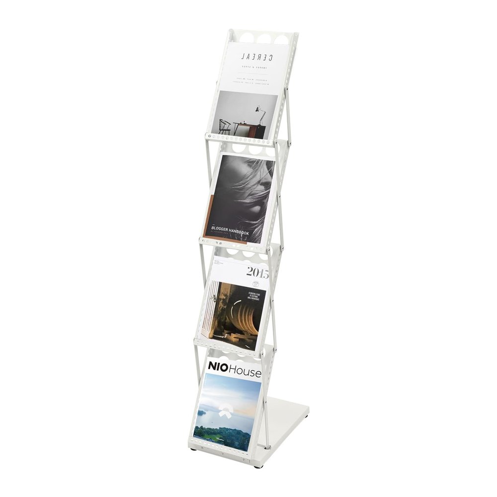 Kazafa A4 Folding Literature Stand, 4 Pockets, White