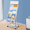 HDMOZUYT Curved Triple-Fold Metal Brochure Stand, Black/White view 2