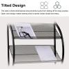 HDMOZUYT Curved Triple-Fold Metal Brochure Stand, Black/White view 4