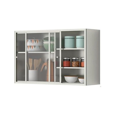 Stainless Steel Wall-Mounted Garage Cabinet with Sliding Door, Heavy-Duty Storage Cabinet for Bathroom and Kitchen, Removable Shelves, Silver, 100 x 60 x 30 cm