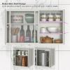 Stainless Steel Wall-Mounted Garage Cabinet with Sliding Door, Heavy-Duty Storage Cabinet for Bathroom and Kitchen, Removable Shelves, Silver, 100 x 60 x 30 cm view 3