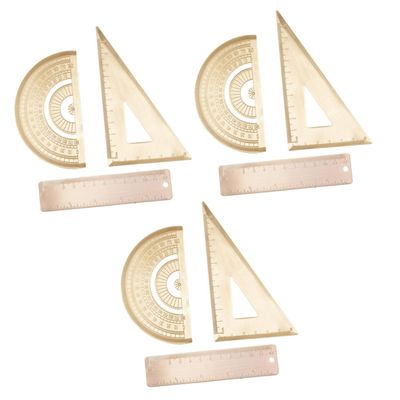 STOBOK 3-Piece Brass Drawing Tool Set, Folding Metric Protractor and Triangle Ruler for Woodworking