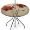 Mexpekil Round Tablecloth, Retro Poppy Design, Waterproof, Oil-Resistant, with Umbrella Hole and Zipper, for Outdoor Use, 114.3–142.2 cm view 1