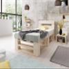 Lermowood M2 Wooden Pallet Bed, 120 x 200 cm, Natural, with Headboard view 2