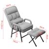 Adjustable Backrest Lounge Chair with Metal Frame, Footstool and Side Pockets view 2