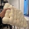 MZSKLW Square Plush Knot Pillow, Handmade, Filled, Caramel, 30 x 50 x 12 cm view 2