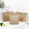 Sweetude Jute Tote Bags with Makeup Pouches, Reusable, for DIY Crafts, Blank, Wedding and Bridesmaid Use, 4-Pack, Brown view 3