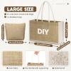Sweetude Jute Tote Bags with Makeup Pouches, Reusable, for DIY Crafts, Blank, Wedding and Bridesmaid Use, 4-Pack, Brown view 4