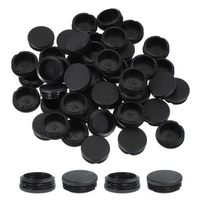 PATIKIL 45 mm Round Ribbed Plugs, 50-Pack, Black PE End Caps