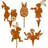 PAIVSUN Easter Bunny Garden Stakes, 5-Piece Rusted Metal Decor Set view 1