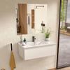 BELLOBATH 60 cm Wall-Mounted Bathroom Vanity, White, Vanity Top + Mirror view 1