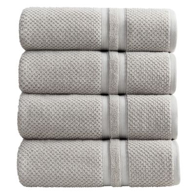 Springtree Home Gray Bath Towels, 4-Piece Set, Popcorn Texture, 100% Combed Cotton, Absorbent, Quick-Drying, OEKO-TEX Standard 100, Poli Collection