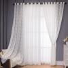 Wycian Voile Kitchen Curtains, White, Wavy Stripe Pattern, 2-Pack, H160 x W86 cm Each view 1