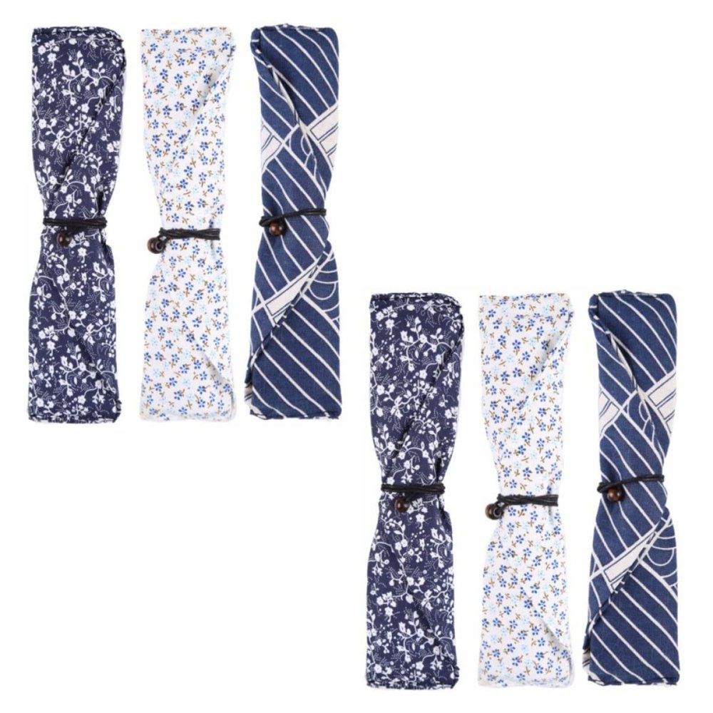 Japanese Portable Cutlery Case, 6-Piece, Fabric and Wood, for Chopsticks