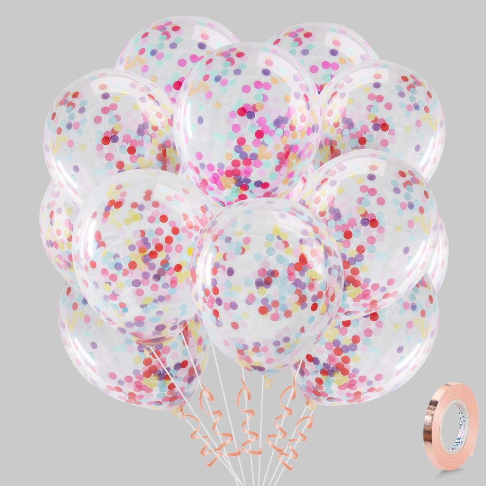 Rainbow Confetti Balloons, 30-Piece Set