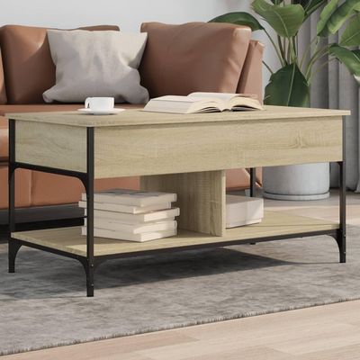 WKIEQACO Sonoma Oak Coffee Table, 100 x 50 x 50 cm