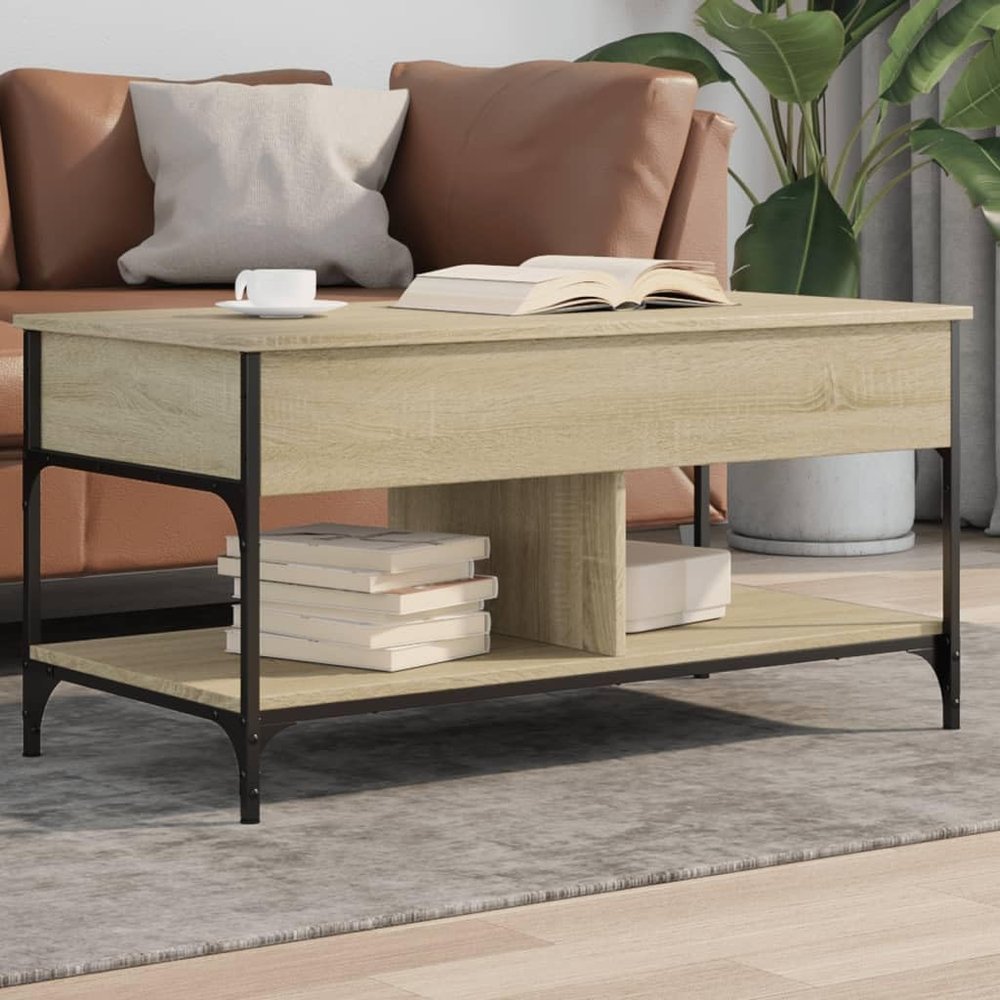 WKIEQACO Sonoma Oak Coffee Table, 100 x 50 x 50 cm