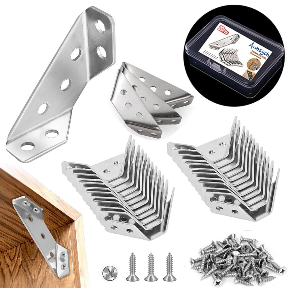 Furniture Edge Reinforcements, 20-Piece Set, L-Shaped Brackets for Furniture
