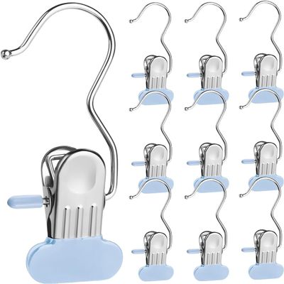 2025 New Rust-Resistant Space-Saving Clothes Clips, Blue, 10-Piece