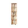 Small 360° Rotating Rubberwood Bookcase with Wheels view 1