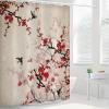 NXMYDBD Red Plum Blossom Shower Curtain, Chinese Ink Painting Style, Polyester, Machine Washable, 85 x 183 cm (W x H) view 1