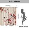 NXMYDBD Red Plum Blossom Shower Curtain, Chinese Ink Painting Style, Polyester, Machine Washable, 85 x 183 cm (W x H) view 3