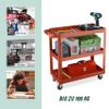 Relaxdays Workshop Cart, Tool Cart with 3 Shelves, Red view 3