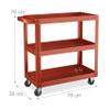 Relaxdays Workshop Cart, Tool Cart with 3 Shelves, Red view 4