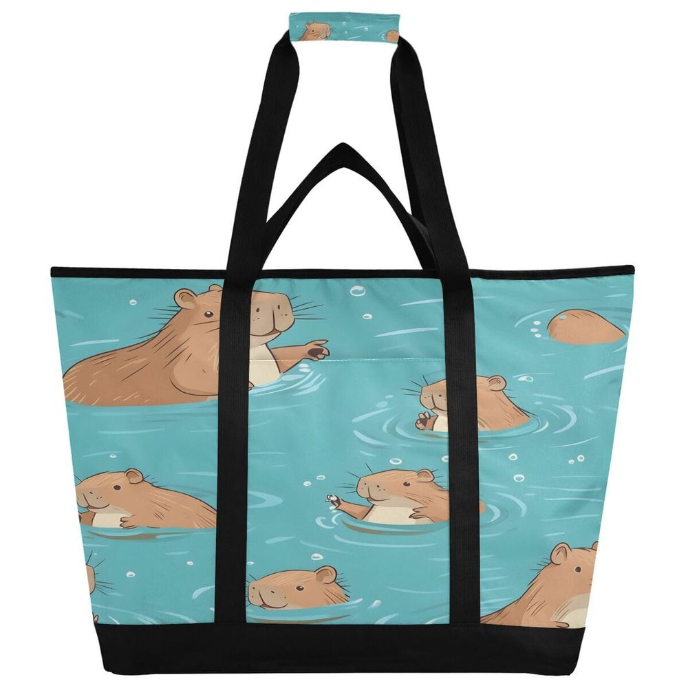 JUMBEAR Capybara Large Cooler Bag, Insulated Food Delivery Bag, Foldable Lunch Bag, Leakproof Cooler Tote for Beach, Camping, Picnics and Travel