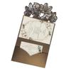 JTKSSCS 50 Laser-Cut Tri-Fold Wedding Invitations with Green and Blue Leaves, Personalized Leaf Pocket, Invitation Envelope (Brown, Cover and Envelope) view 1