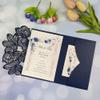 JTKSSCS 50 Laser-Cut Tri-Fold Wedding Invitations with Green and Blue Leaves, Personalized Leaf Pocket, Invitation Envelope (Brown, Cover and Envelope) view 2