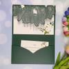 JTKSSCS 50 Laser-Cut Tri-Fold Wedding Invitations with Green and Blue Leaves, Personalized Leaf Pocket, Invitation Envelope (Brown, Cover and Envelope) view 3