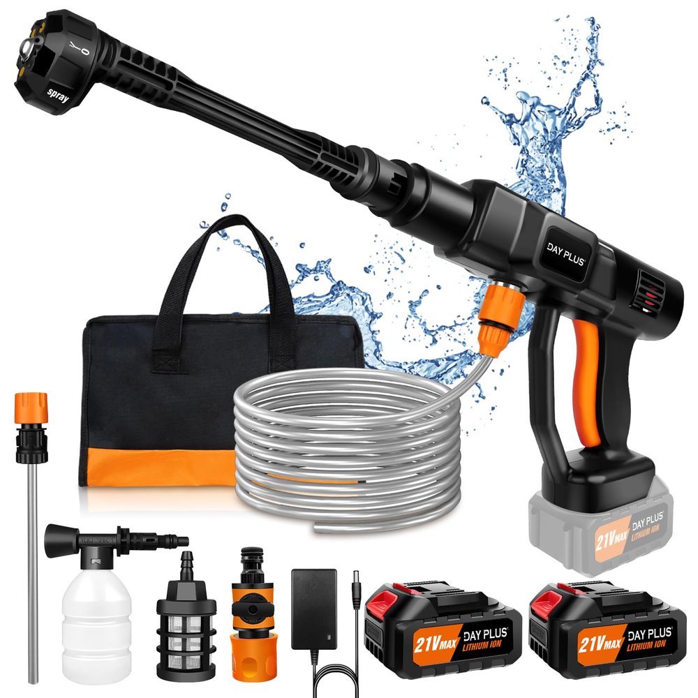Cordless Pressure Washer Set, 45 Bar, 6-in-1, with 2 Batteries
