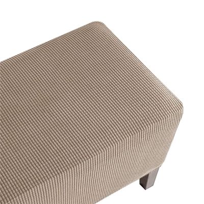 RTSFKFS S–XXXL Stretch Ottoman Slipcover, Rectangular Footstool Cover with Elastic Bottom (Khaki, 65 x 85 cm)