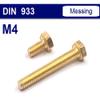 Hex Bolts DIN 933, Natural Brass, External Hex (M4 x 16, 1 pc.) view 2