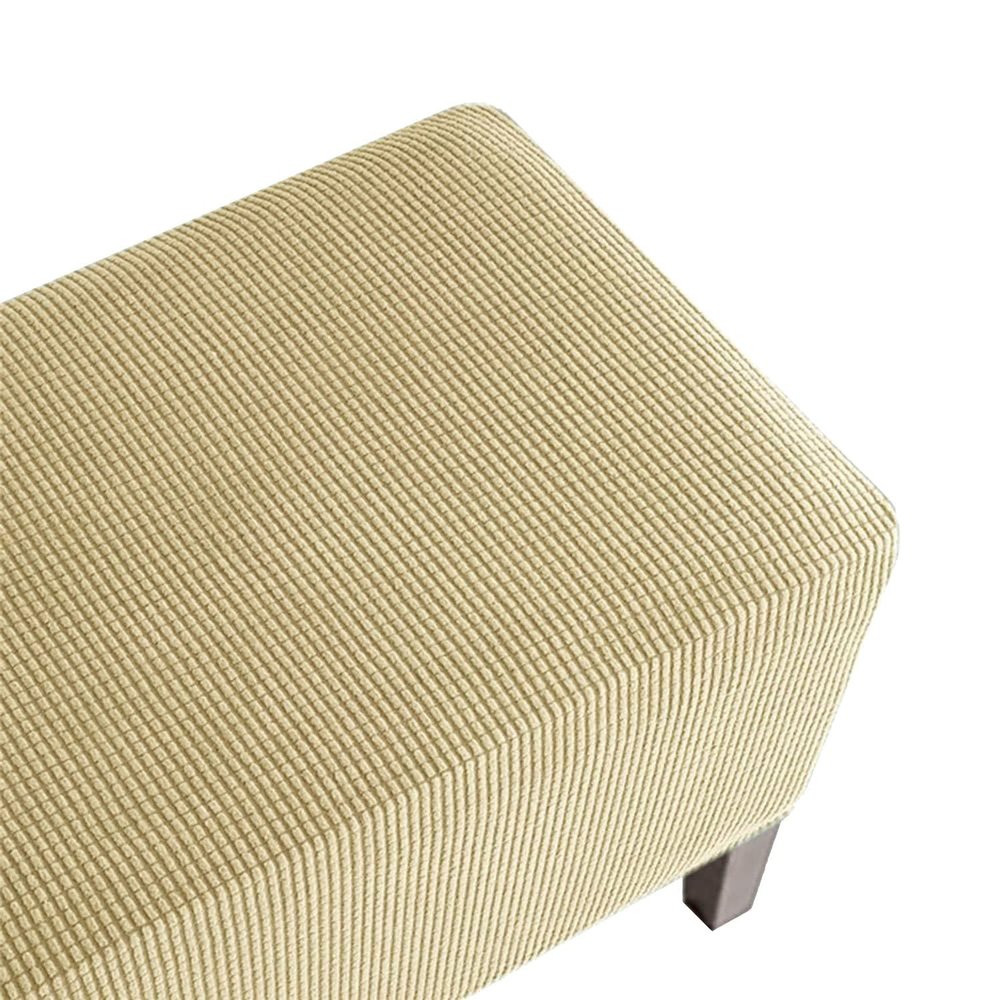 RTSFKFS S-XXXL Stretch Ottoman Cover, Rectangular Footstool Cover with Elastic Bottom (Yellow, 65 x 125 cm)