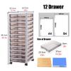 15-Drawer Plastic Rolling Storage Cart for Scrapbook Paper, Office Supplies, and Small Tools, White Craft Organizer with Wheels for Classroom and School Art Supplies view 2