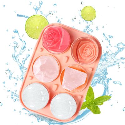 Luxoraiova Silicone Ice Cube Mold, 5 cm Sphere Mold with Lid and Funnel, Pink