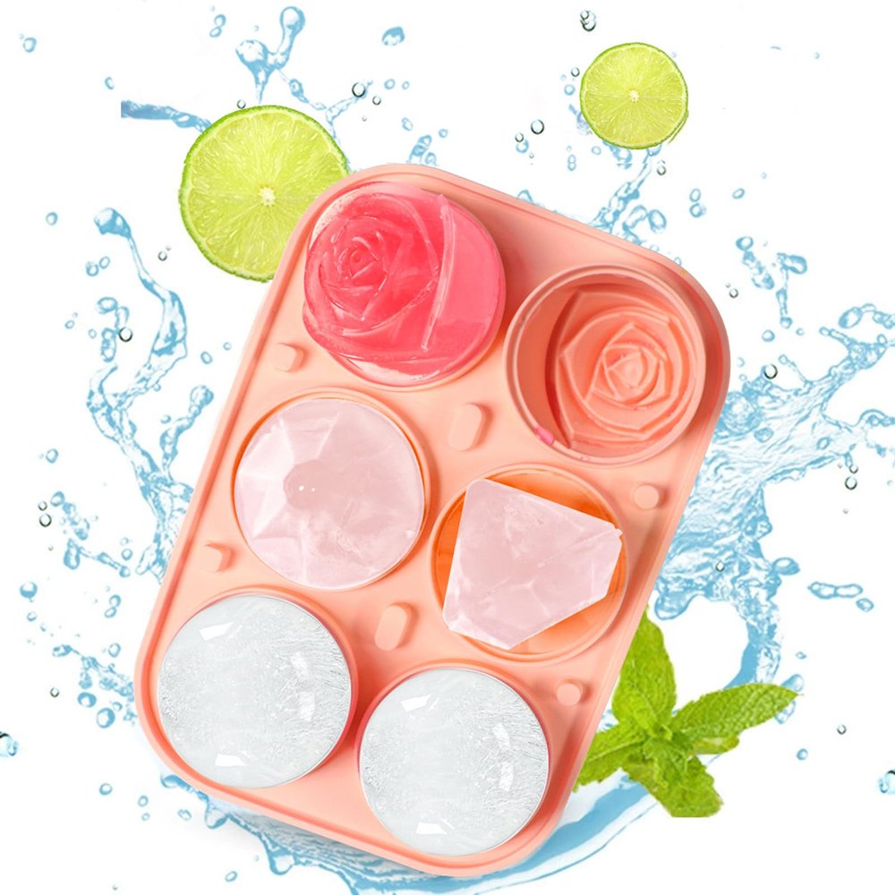 Luxoraiova Silicone Ice Cube Mold, 5 cm Sphere Mold with Lid and Funnel, Pink