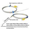 AIRUIXI Type K Armored Thermocouple Temperature Sensor, Flexible Wire, 0–1100°C, WRNK-191 (Probe Diameter 1.5 × 200 mm) view 4