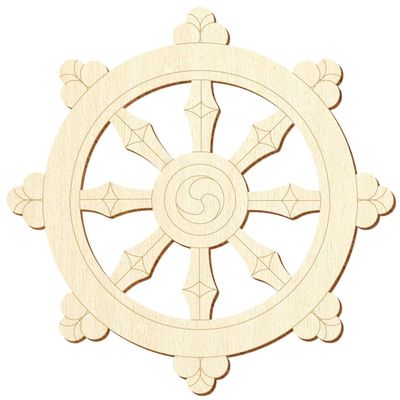 Wooden Dharma Wheel V2, 5–50 cm, Single or Sets of 10, 25, 50, or 100