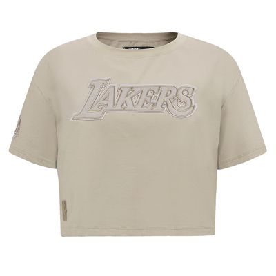 Pro Standard Women's NBA Los Angeles Lakers Retro Classics Short-Sleeve Boxy Tee, Eggshell, XS