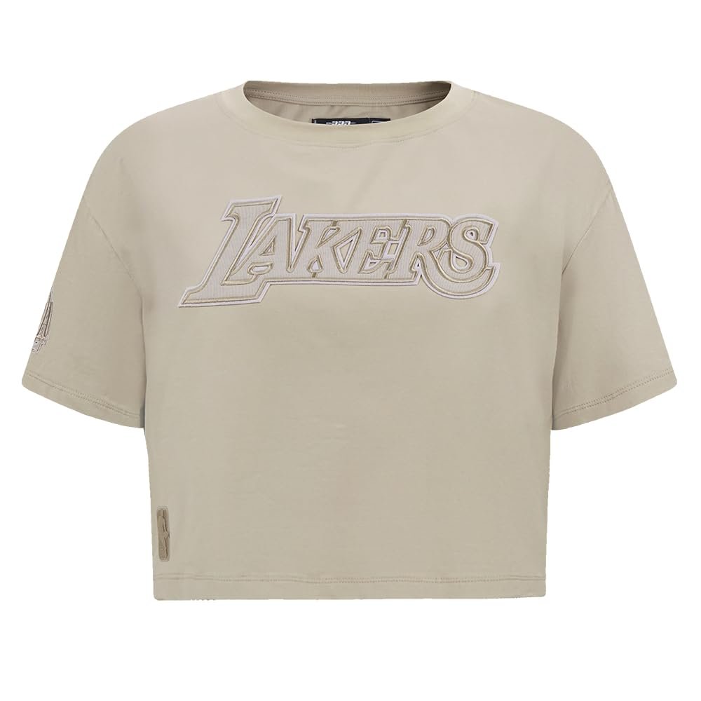 Pro Standard Women's NBA Los Angeles Lakers Retro Classics Short-Sleeve Boxy Tee, Eggshell, XS