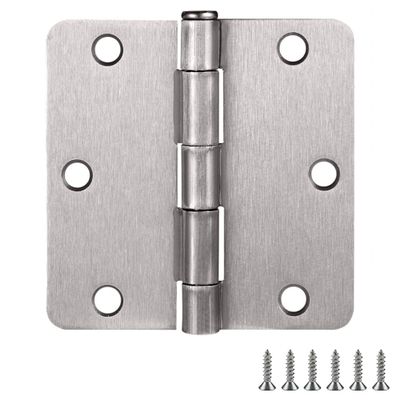 Design House 186130 Interior Door Hinges, 9-Pack, 3.5 x 3.5 in, 1/4 in Rounded Radius, Satin Nickel