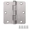Design House 186130 Interior Door Hinges, 9-Pack, 3.5 x 3.5 in, 1/4 in Rounded Radius, Satin Nickel view 1