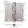 Design House 186130 Interior Door Hinges, 9-Pack, 3.5 x 3.5 in, 1/4 in Rounded Radius, Satin Nickel view 2
