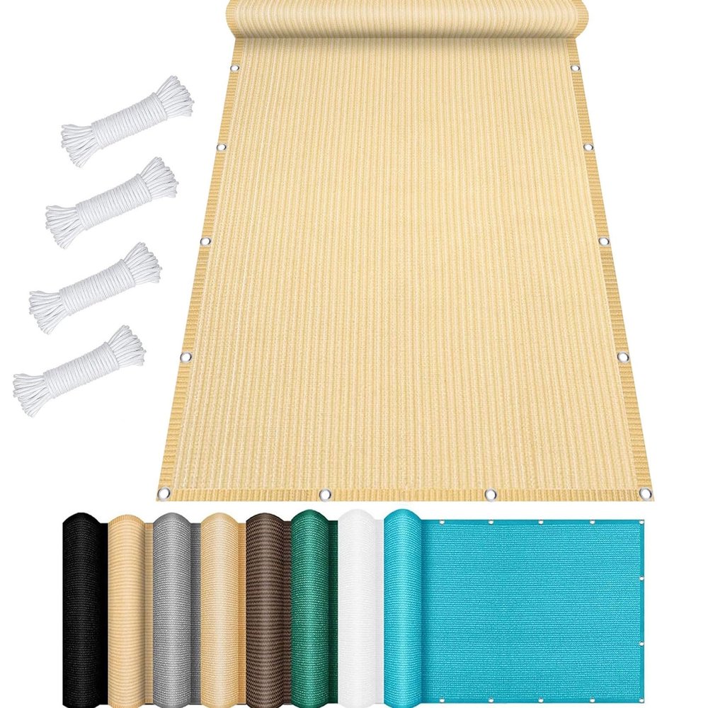 Rectangular Sun Shade Sail 400 x 500 cm, 98% UV Protection, Beige