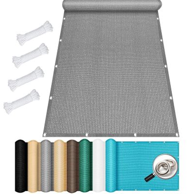 Balcony Shade Sail 220 x 250 cm, UV and Wind Protection, Breathable HDPE Mesh, Light Gray