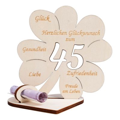 packra 45th Birthday Money Gift, Lucky Clover Wooden Guestbook Sign